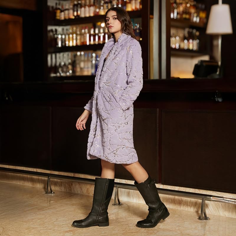 Image of PINACOLADA Women's Double-Breasted Fleece Long Coat for Casual Wear | Lapel Collar | Long Sleeve | Button Closure | Coat Crafted with Comfort Fit for Everyday Wear