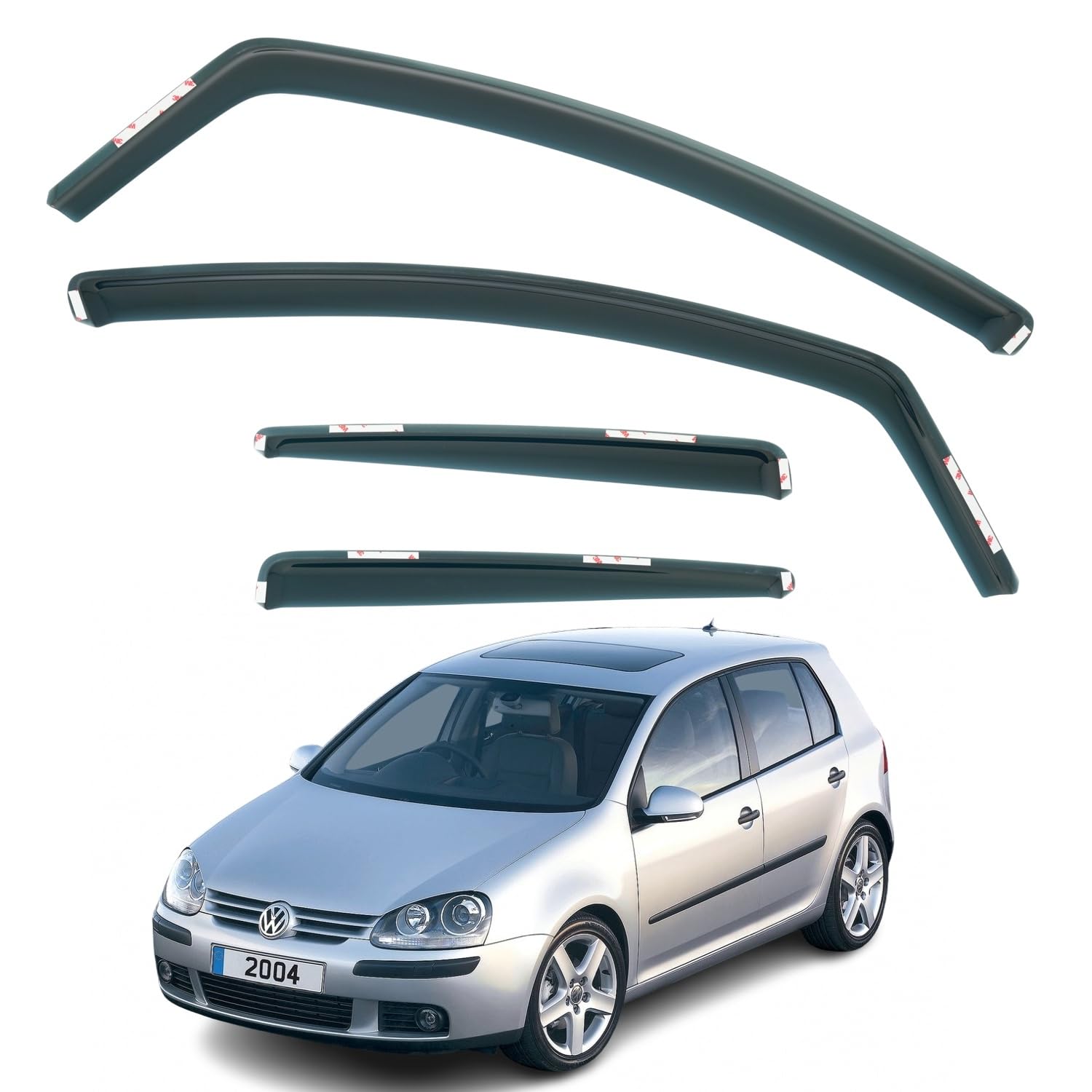 Set di 4 deflettori d'aria compatibili con VOLKSWAGEN GOLF 5 5 porte Hatchback modelli 2004 2005 2006 2007 2008.