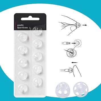 Oticon交換用補聴器ドーム、Oticon Miniifitオープンベントバスドーム10mm/2パック、Oticon補聴器用品用ユニバーサルドーム。