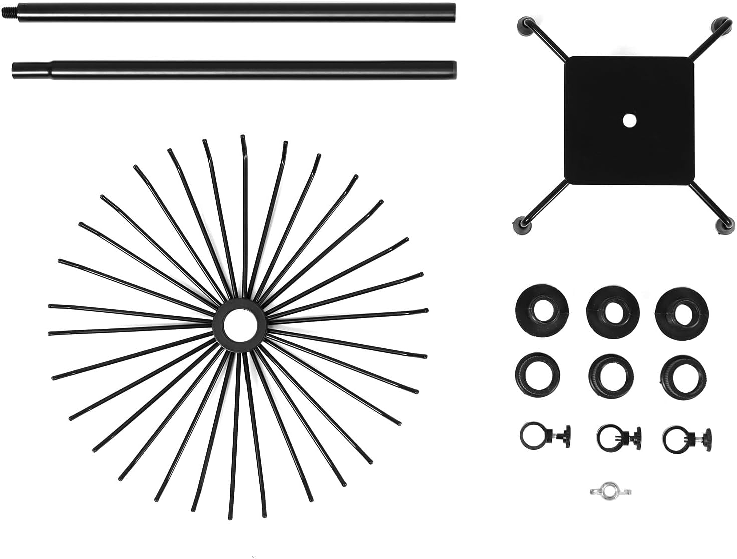 QWORK 3-Tier Rotating Metal Jewelry Display Stand – 2 Sets Adjustable Tabletop Holder for Necklace, Earring & Key Ring - Image 8