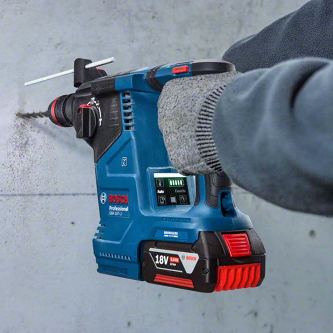 Bosch Professional GBH 187-LI Akülü Kırıcı Delici (18 Volt, SOLO, 2,4 J, Betonda Delme Çapı: 24 mm, One Chuck: farklı aksesuarlar tek mandrenle kullanılabilir) (Akü Dahil Değildir) Mavi