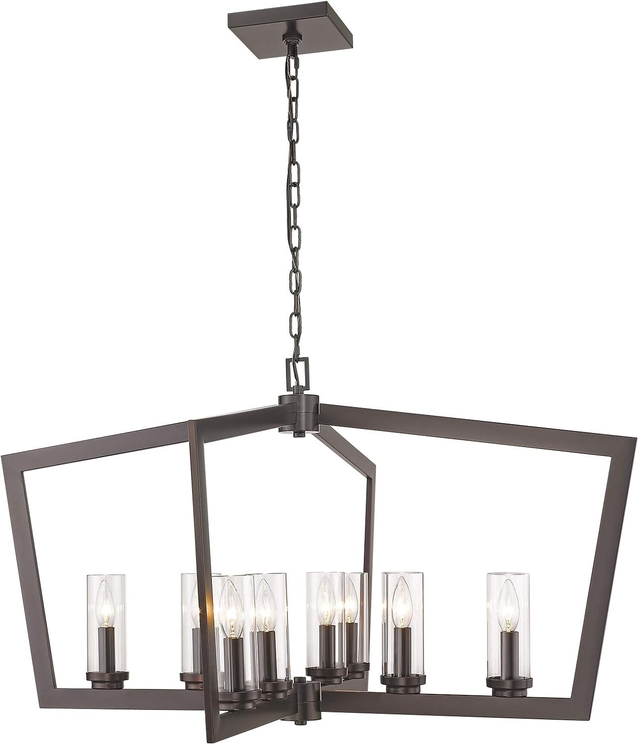 🔥 Eapudun Modern 8 Lights Metal Light Fixture, Farmhouse Chandelier for Dining Room and Kitchen Island, Oil Rubbed Bronze Finished with Clear Glass Shade, PDA1202-ORB