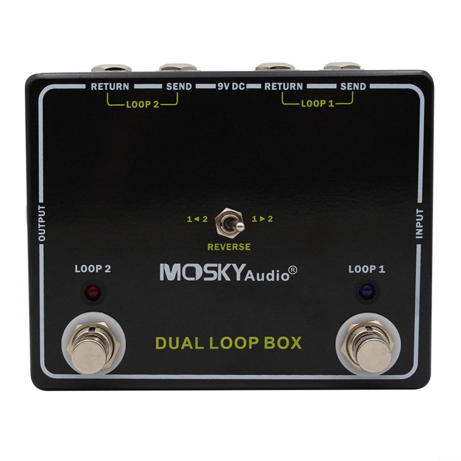 Pedale per chitarra a doppio loop inverso, commutatore loop effetti in lega di alluminio con A/B per uscita a levetta e sintonizzatore mutato, flessibilità di corrente 1000 mA per la gestione degli