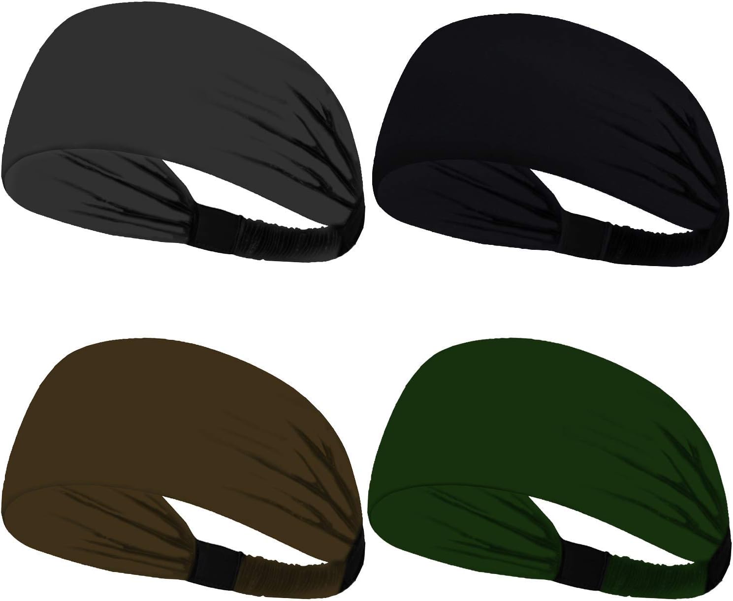 Wubao Sports Headband for Women Men, 4 Pack Non Slip Super Soft Sweat Wicking Head Band for Sports Fitness Fashion Running Yoga Exercise Tennis Outdoor