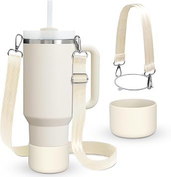 WUQID Cup Accessories Set Compatible with Stanley H2.0 & Protour 30oz 40oz, Includes Protective Boot, Shoulder Strap & Handle Strap, Handle Shoulder Carrying Strap for Women Men