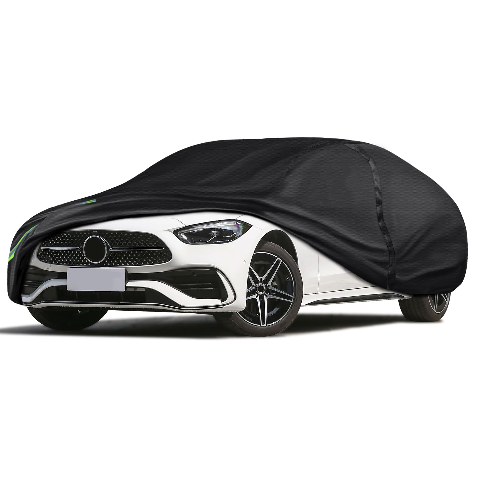 16-Layer 600D Heavy Duty Universal Full Car Cover for Outdoor &amp; Indoor Use - All Weather Sun UV Rain Snow Dust Proof, Waterproof Scratch Resistant, Fits Sedan Body Length 188"-198"/15.6-16.5 ft