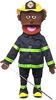 Vista 1 de Bombero de 25 pulgadas, macho negro, cuerpo completo, marioneta estilo ventrílocuo