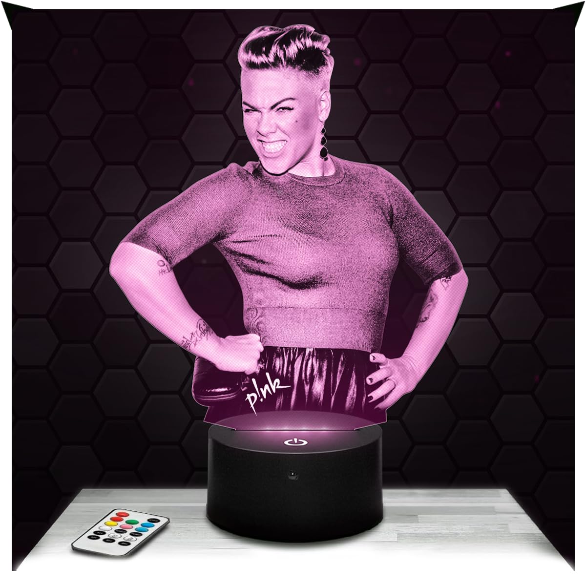 Lampephoto.fr - American Pop and Rock Singer 3D Lamp Decoration Gift idea for Men and Women Pink nightlight Adult Bedroom Decor Original Christmas, Gift idea for Men and Women, Gifts Merchandising