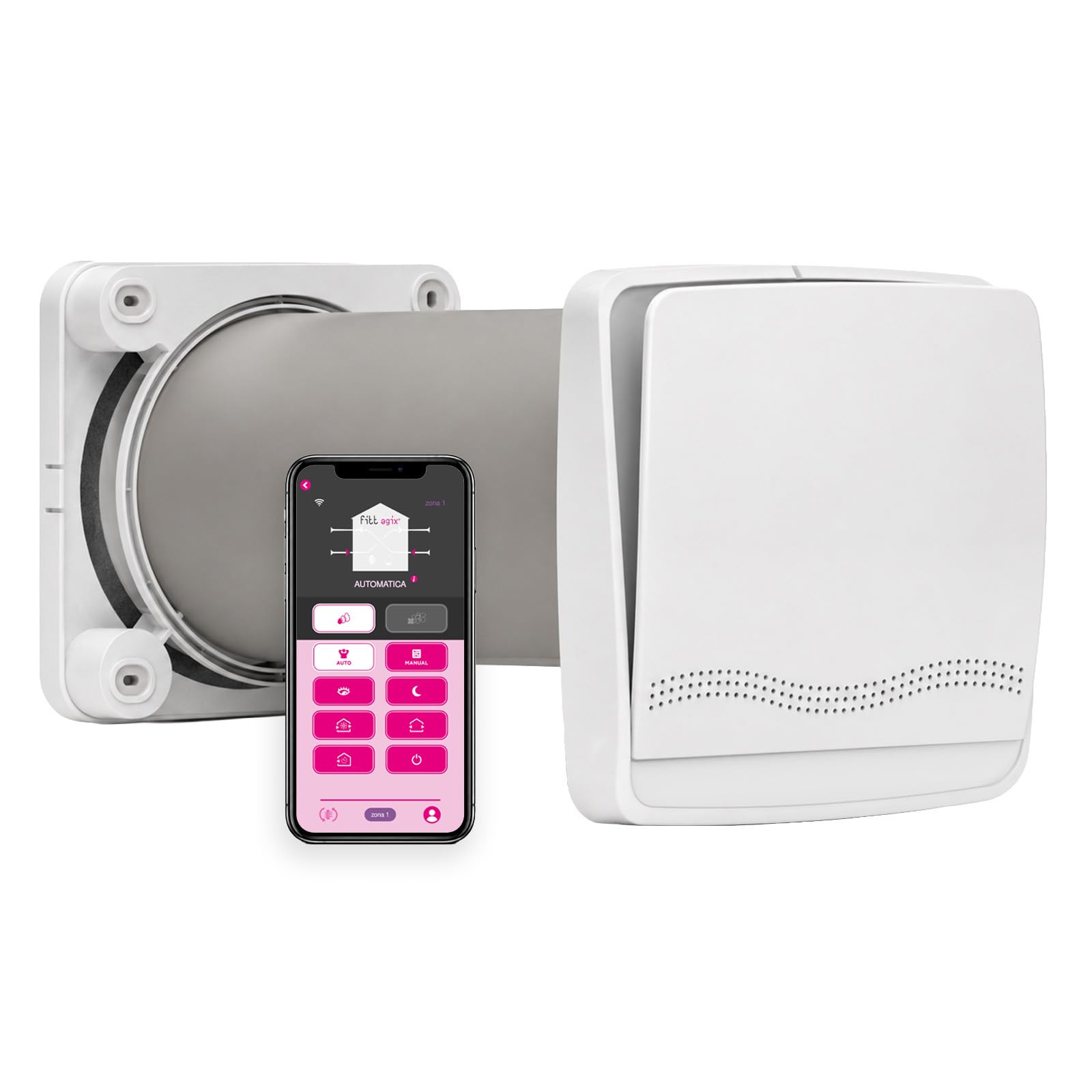 Flat 60 – Unità di Ventilazione Meccanica Controllata (VMC) decentralizzata con recupero di calore, portata 60 m³/h, controllo tramite App AgixPoint