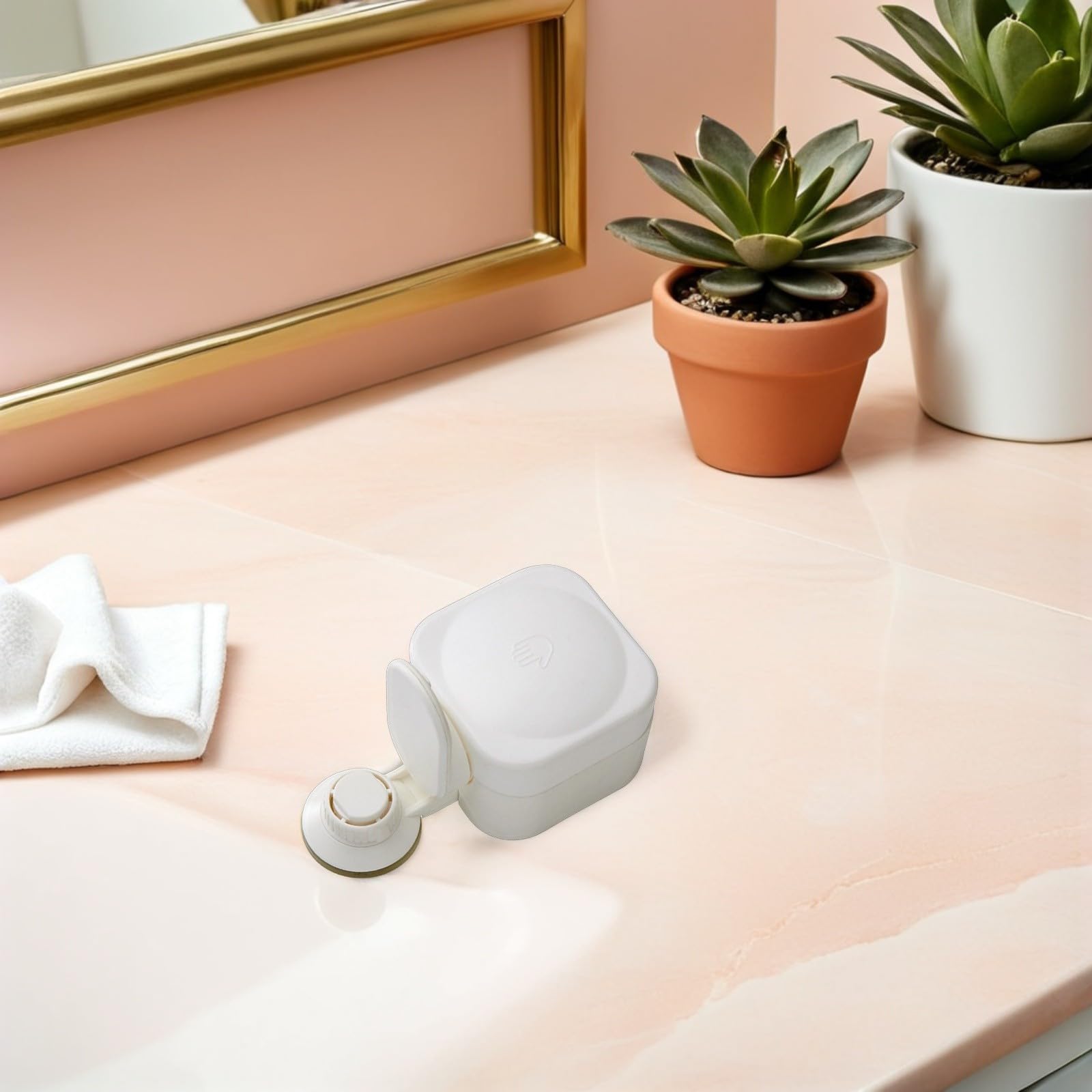 VOSAREA Dispensador de Jabón de Pared Ventosa para Baño, Diseño Moderno en Abs, Dosificador Suave para Gel y Lociones, Adecuado para Hospitales y Restaurantes