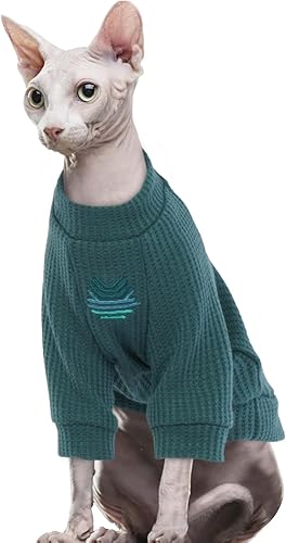Miniatura 8 de ROZKITCH Sphynx - Ropa de gato, camisa transpirable sin pelo con mangas, suéter de cuello alto para gatito, pijama para Cornish Rex, Devon Rex,
