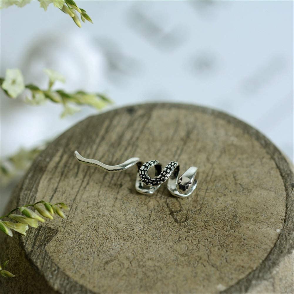 CMBSSTFC Orecchini a Lobo, Elegante S925 Clip per Orecchio retrò Clip per Orecchio a Forma di Serpente Senza Gioielli per Orecchio Forato da Donna/Singolo/