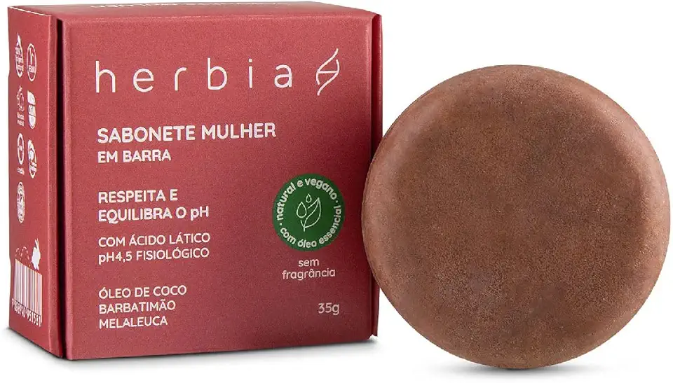Sabonete íntimo Mulher em barra Natural e Vegano 35g Herbia