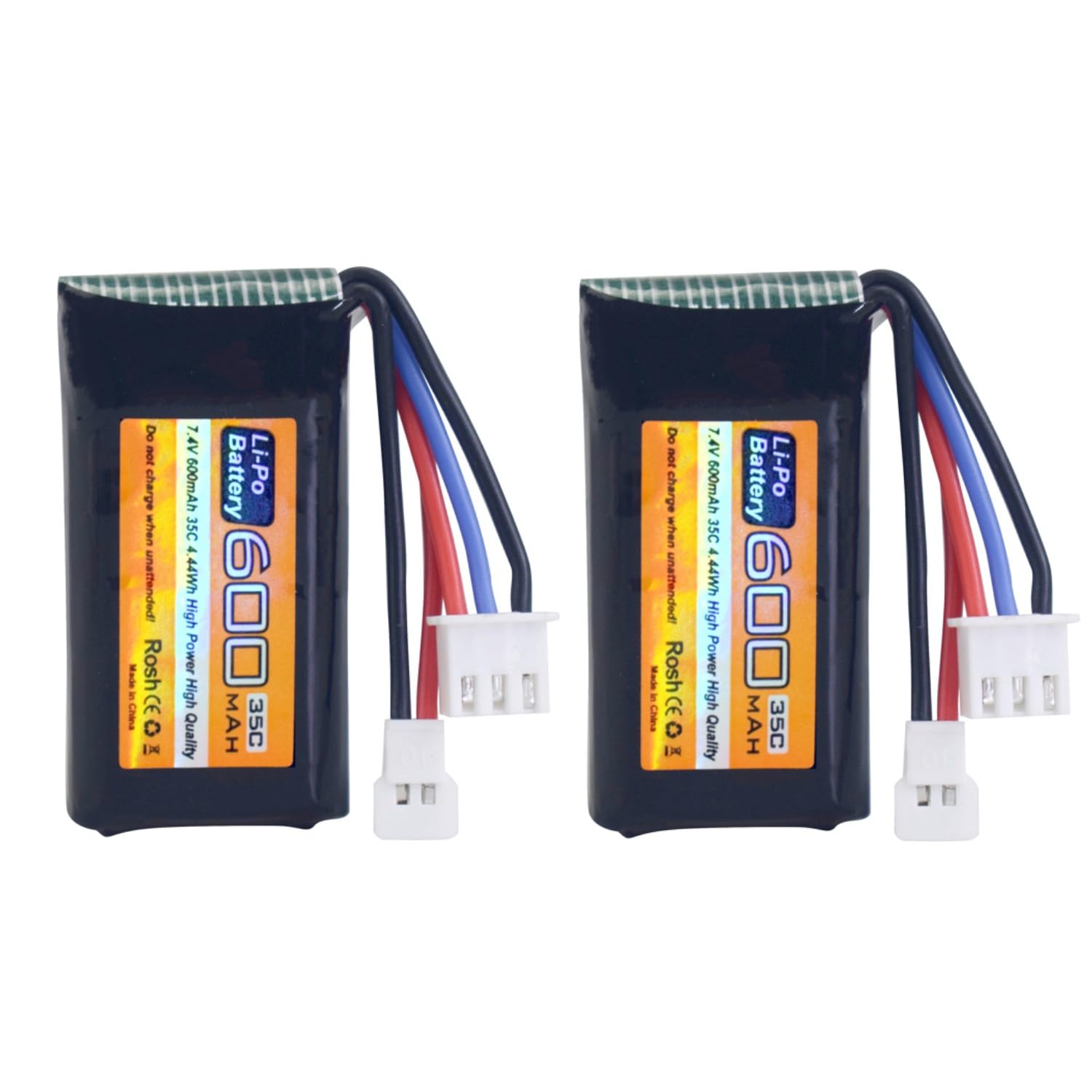 AMZZN Molex 2 Baterías 7.4V 600mAh 35C 2S Lipo Con Cargador 2 En 1 Para Coches FMS FCX24 Y Vehículos RC Eléctricos