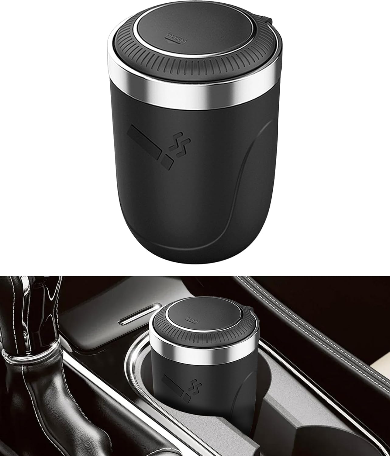 LVJINXIFAFA Car Ashtray for MG HS MG3 MG5 MG6 MG7 MG ZS, Stainless Steel Portable LED Ashtray Odorless Smokeless Car Gadgets Car Interior Accessories