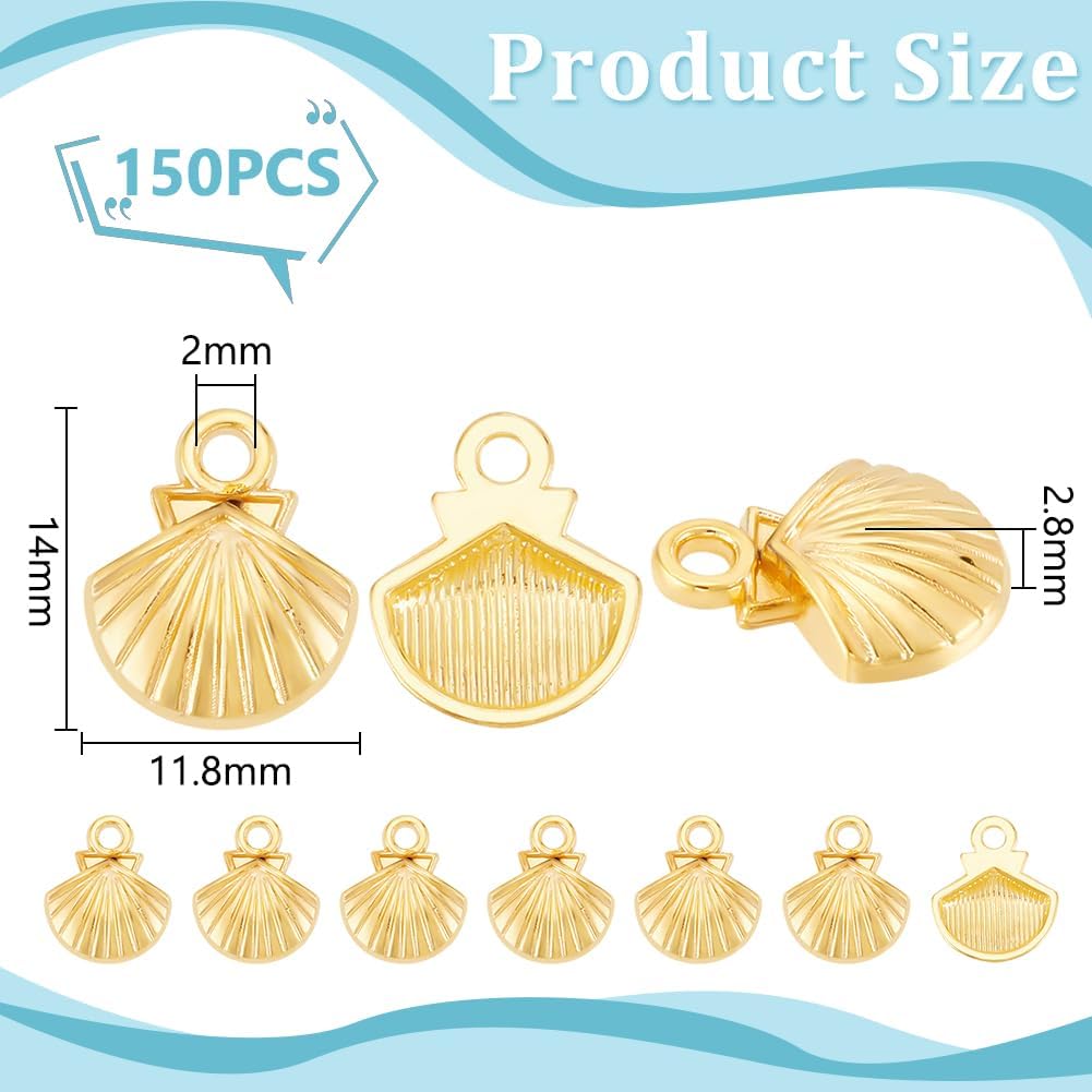 UNICRAFTALE about 150Pcs Shell Shape Charms Golden Sea Shell Charms Beach Shells Charm Summer Ocean Pendant Decor Ocean Life Sea Animal Pendants for DIY Bracelet Necklace Earring Making - Image 3