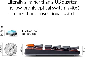 Keychron K3 Ultra-Slim Hot Swappable RGB Backlit Wireless Bluetooth/Wired USB Mechanical Keyboard, 75% ISO-UK-Layout Low-Profile Optical Brown Switch 84 Keys Gaming Keyboard for Mac Windows-Version 2