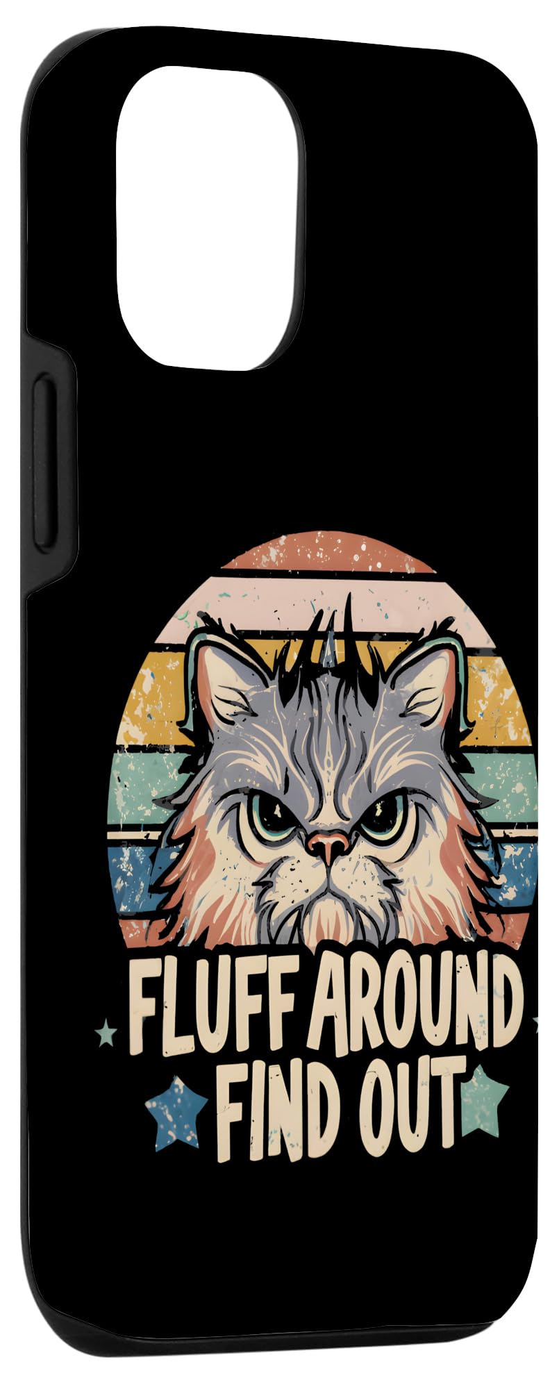iPhone 13 Fluff Around Find Out Funny Angry Cat Retro Distressed Look Case - Image 3