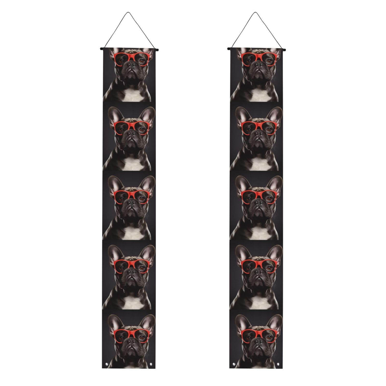 French Bulldog Porch Banner 2PCS, Summer Hanging Flag Party Porch Sign Front Door Hanging Decorations for Indoor Outdoor Holiday Yard Decor Wall Backdrop 71 x 12 Inch