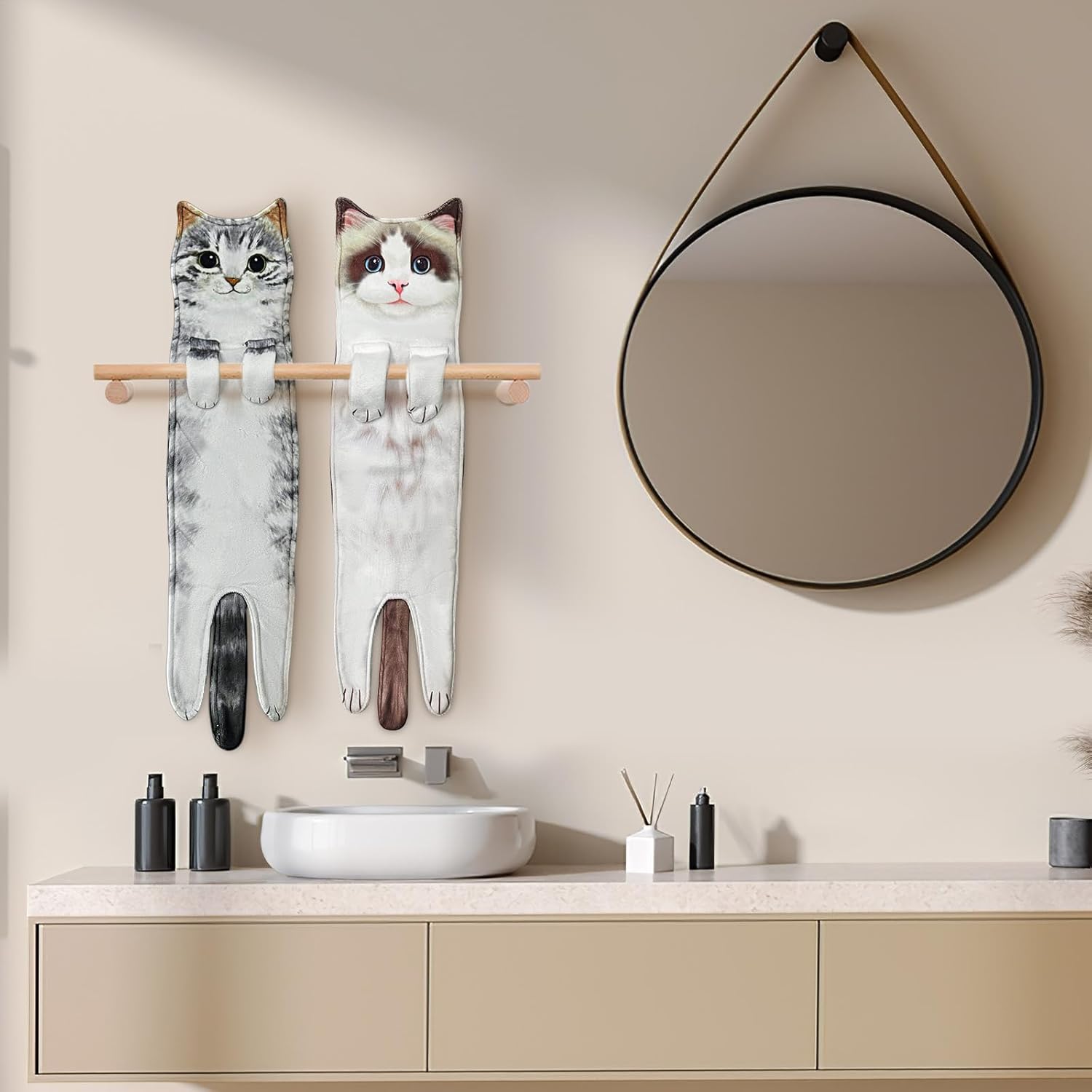 Cat Hand Towels for Bathroom - Funny Kitchen Decorative Towels, Absorbent Soft - Gifts for Women and Cat Lovers - Image 6