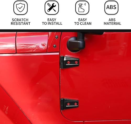 Miniatura 3 de Hoolcar Cubierta de bisagra de puerta, accesorios exteriores de ABS para Jeep Wrangler JK JKU Sport Rubicon Sahara X 2007-2017, 2 puertas y 4