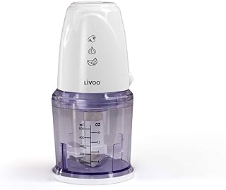 LIVOO DOP207W elektryczna szatkownica kuchenna z podwójną szatkownicą, siekacz do warzyw, kolor biały (krajalnica do warzyw, cebuli, miska 0,5 l, nóż ze stali nierdzewnej, 260 W)