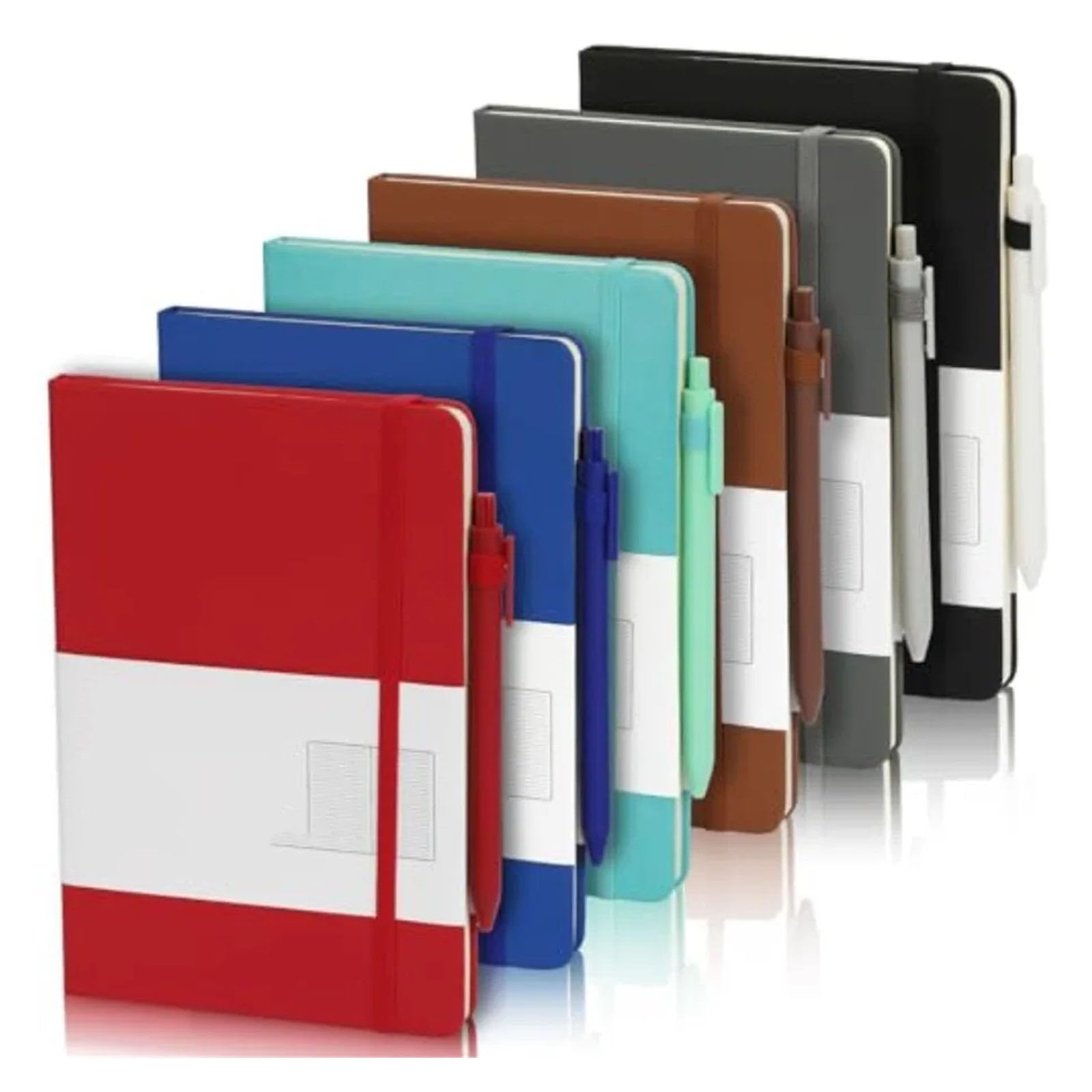 Carnet de notes A5 avec stylos, ensemble en cuir à couverture rigide, règle classique, avec porte-stylo, for hommes et femmes, écriture, bureau, maison(Multicolor)
