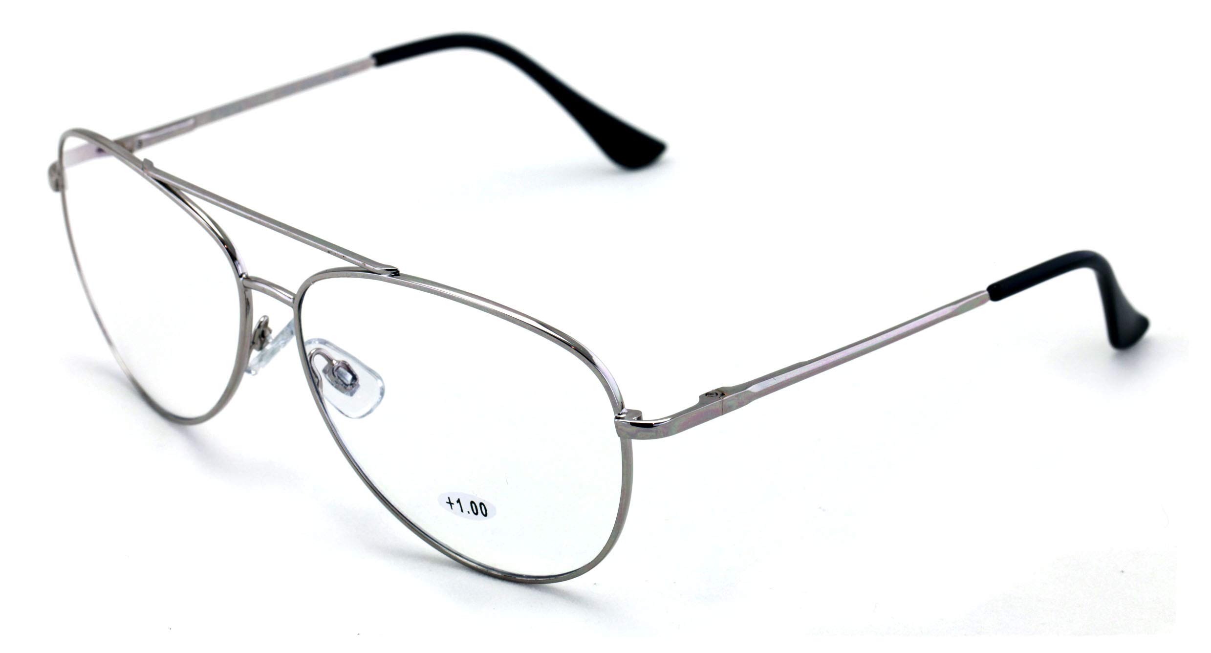 V.W.E. Metal Progressive Clear Lens No Line Reading Glasses Tri-Focal Reader Spring Hinge