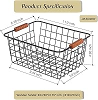Vista 3 de Cesta de almacenamiento de alambre para cocina, paquete de 4 unidades, cesta de accesorios de organización de despensa, cesta de lavandería