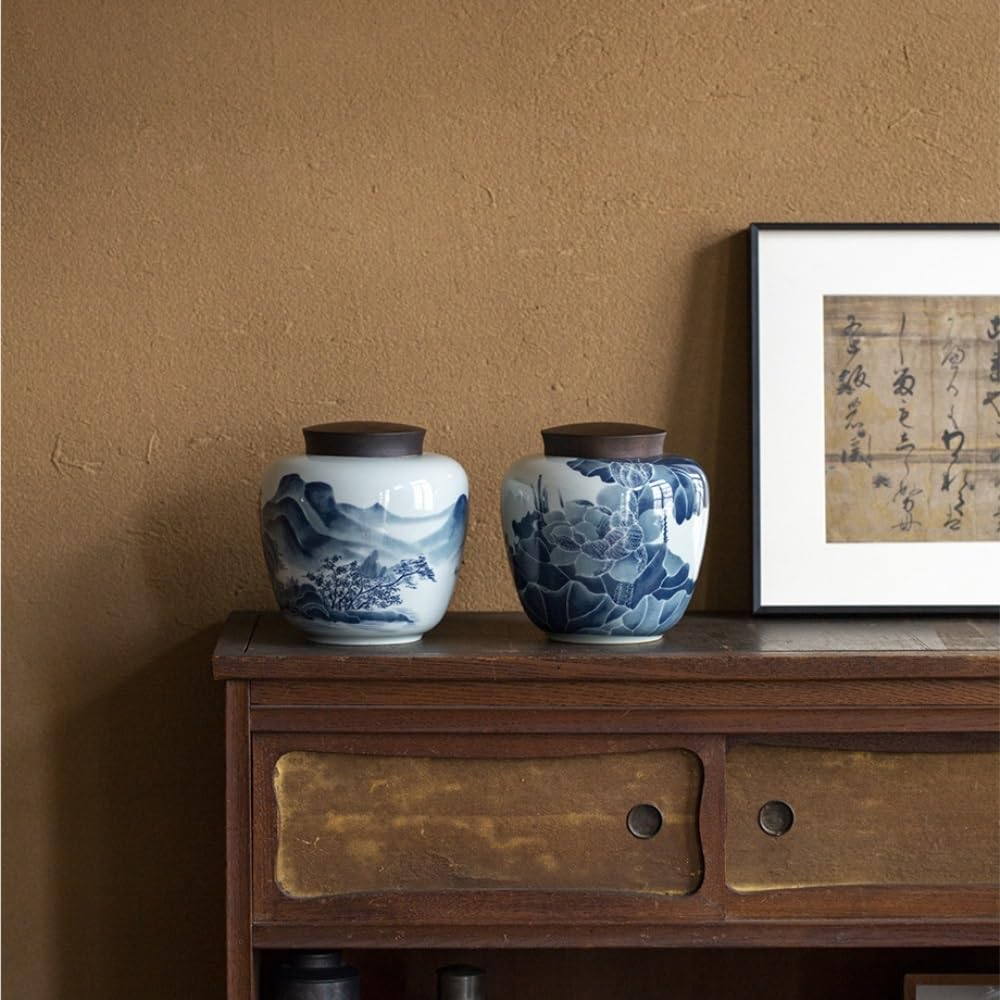XYNSNDB Pojemnik na herbatę ceramiczny luzem pojemnik do przechowywania herbaty słoik okrągły słoik o dużej pojemności szczelnie zamknięty słoik słoik do przechowywania herbaty Retro zestaw do herbaty