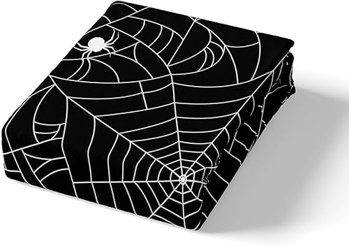 Miniatura 5 de Feelyou Juego de ropa de cama con estampado de telaraña para niños, con temática de Halloween, sábana bajera decorativa con patrón de araña