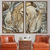 2 Piece Framed Canvas Wall Art Organic Fluids Canvas Prints Home Artwork Decoration for Living Room,Bedroom - 16