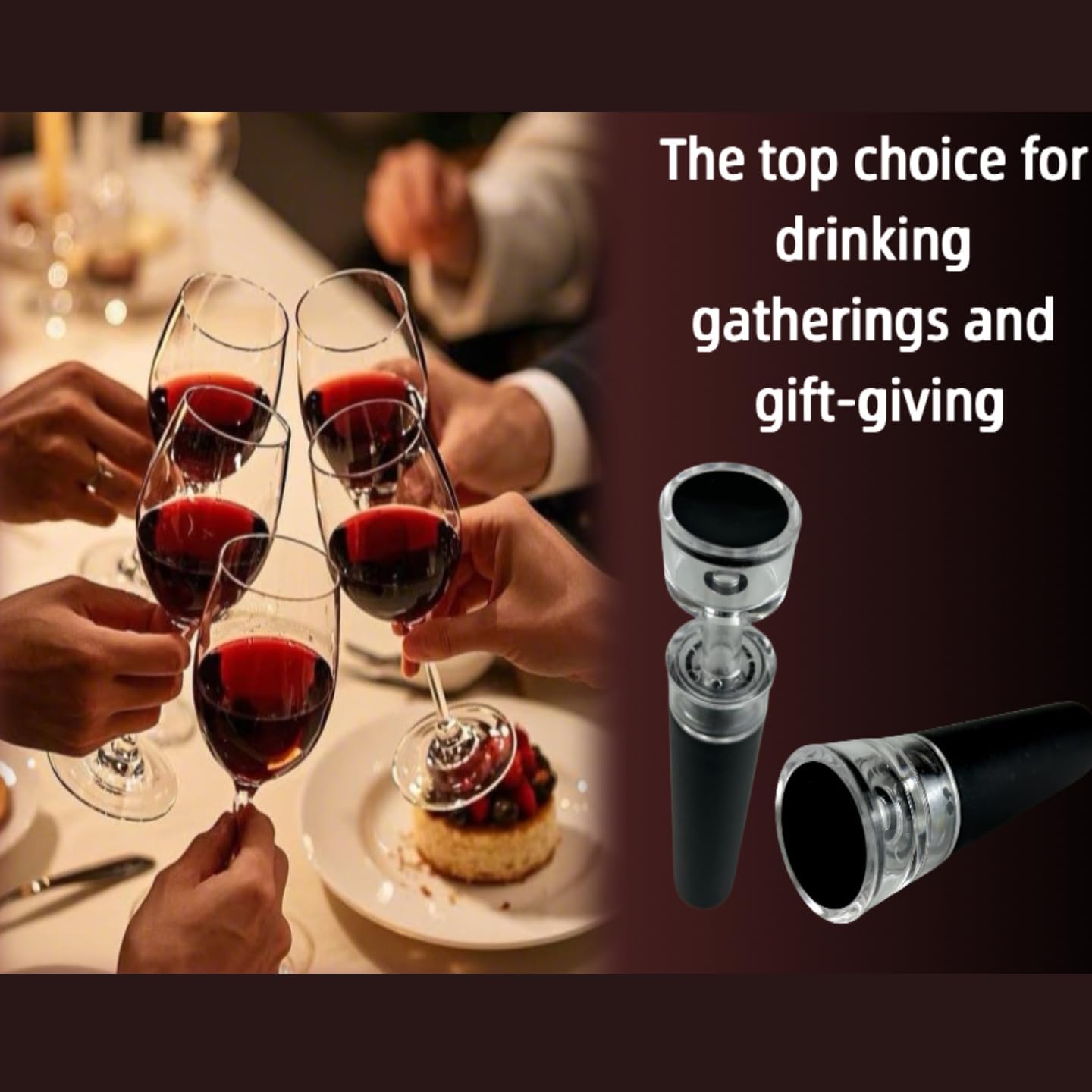 Vacuum Wine Stoppers Set of 4 Transparent Press Wine Vacuum Suction Pump Stoppers - PC/ABS & Food-Grade Silicone, Airtight Reusable Wine Preserver Pump for Red/White Wine, Extend Freshness 7 Days