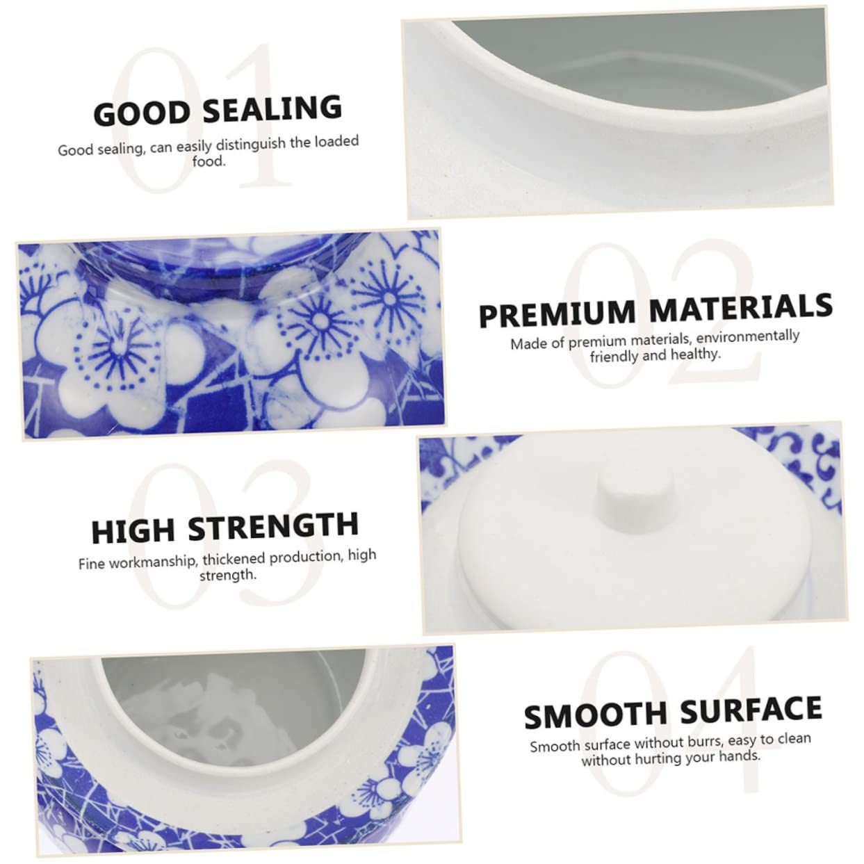 TEHAUX Vaso in Ceramica per Sottaceti Doppio Coperchio Ermetico, Contenitore Compatto e Facile da Aprire per Conservazione Alimentare in Cucina