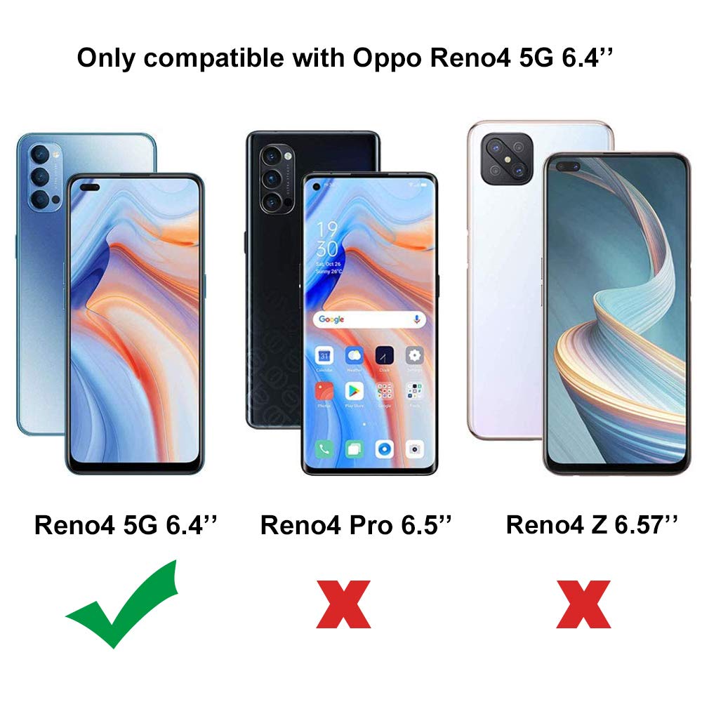 SDTEK Custodia Libro Con Portafoglio Per Oppo Reno4 5G - Pelle, Chiusura Magnetica, Flip Cover Con Pouch - Nero - 3