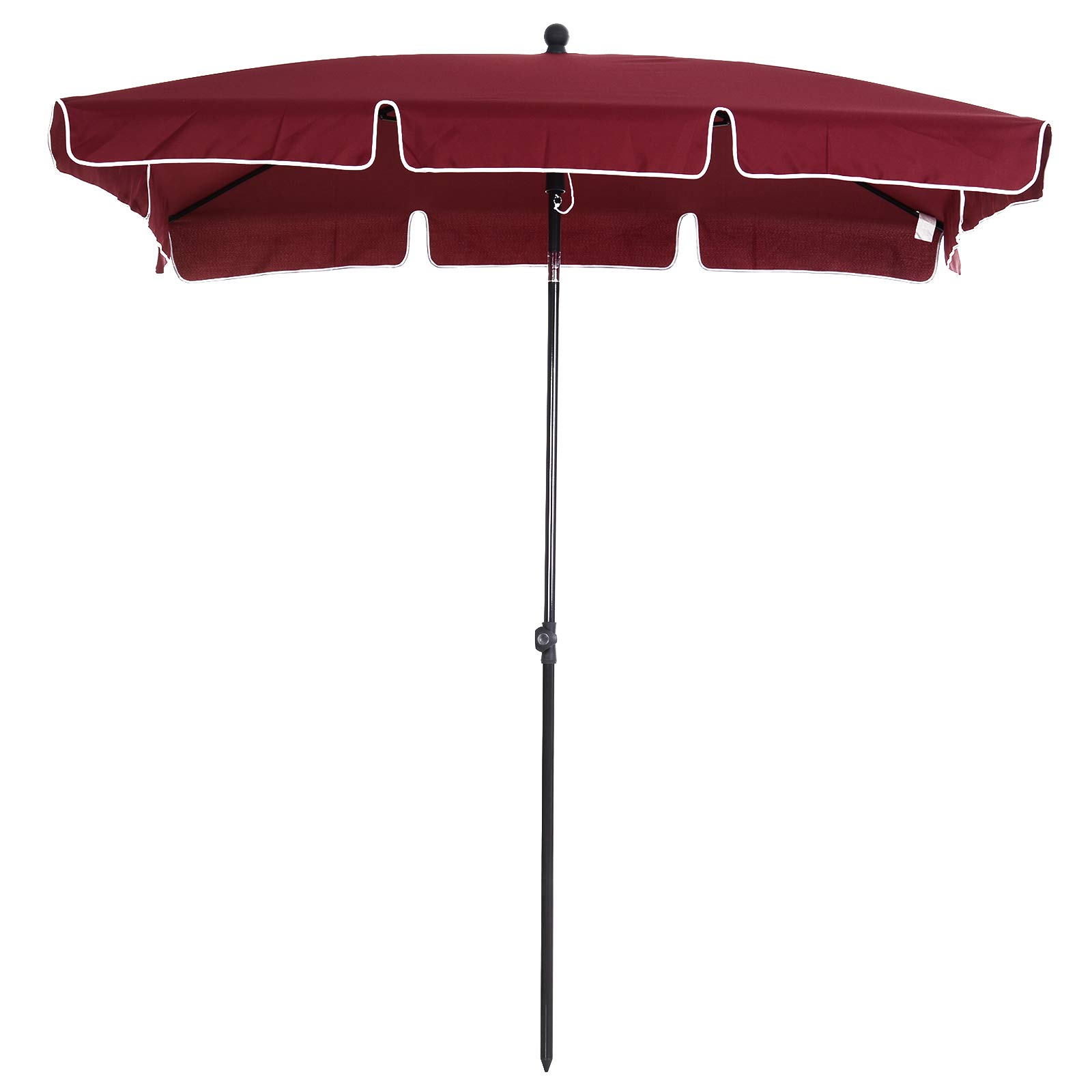 Outsunny Sombrilla Rectangular de Jardín 198x130x240 cm Parasol de Aluminio con Función de Inclinación para Terraza Patio Exterior
