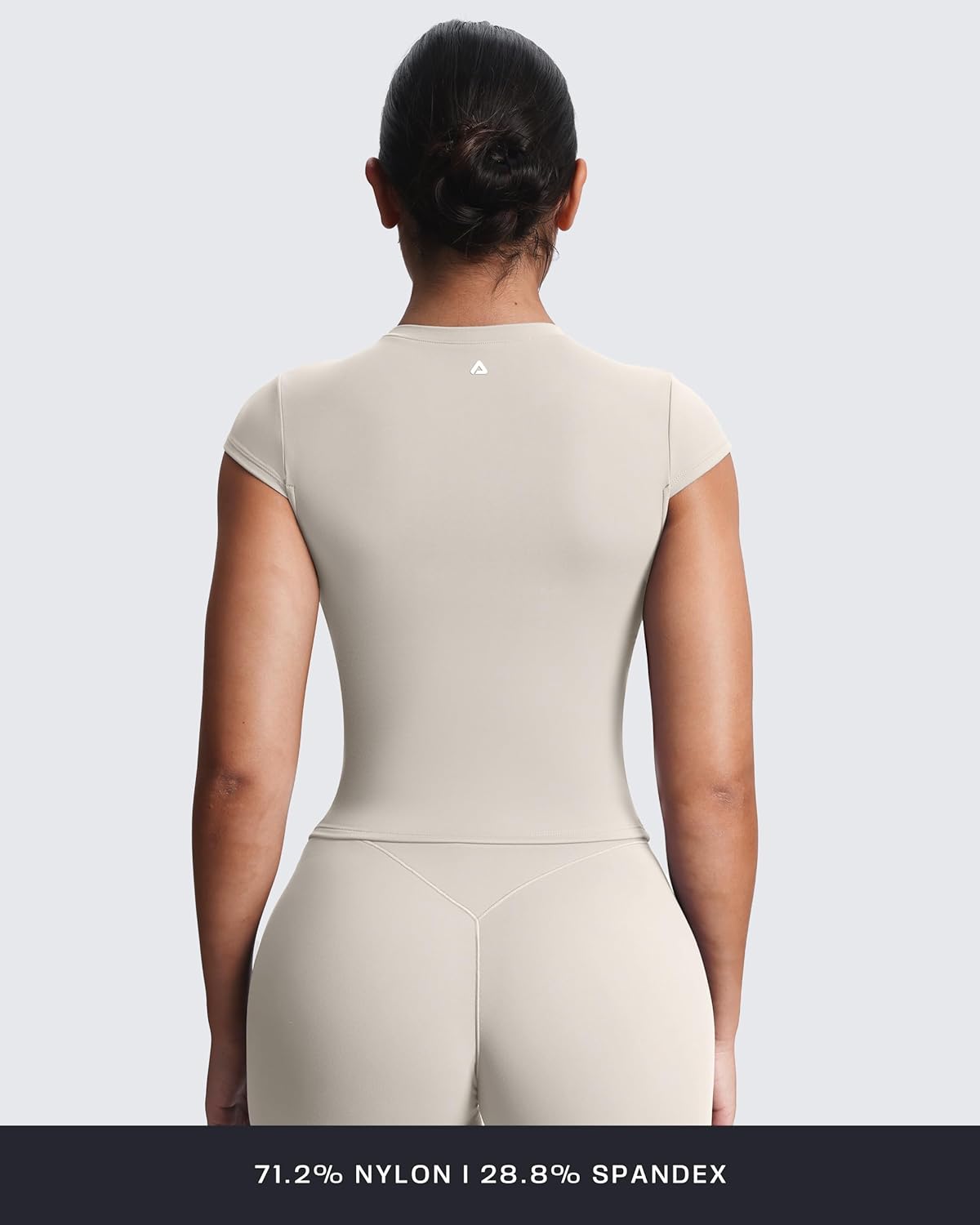 Aoxjox Women's Cap Sleeve T-Shirts Crew Neck Velura Ruched Tee Without Padded Workout PlushFlex™ Gym Yoga Crop Top - Image 2