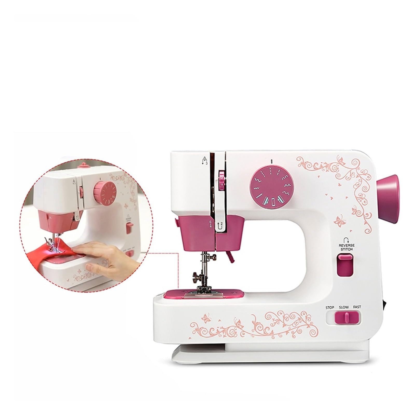 Máquina De Coser Eléctrica Escritorio For El Hogar, Mini Multifunción Con Botón Grueso Bloqueable, Ropa DIY, 12 Puntadas Potente Silenciosa Y Estable