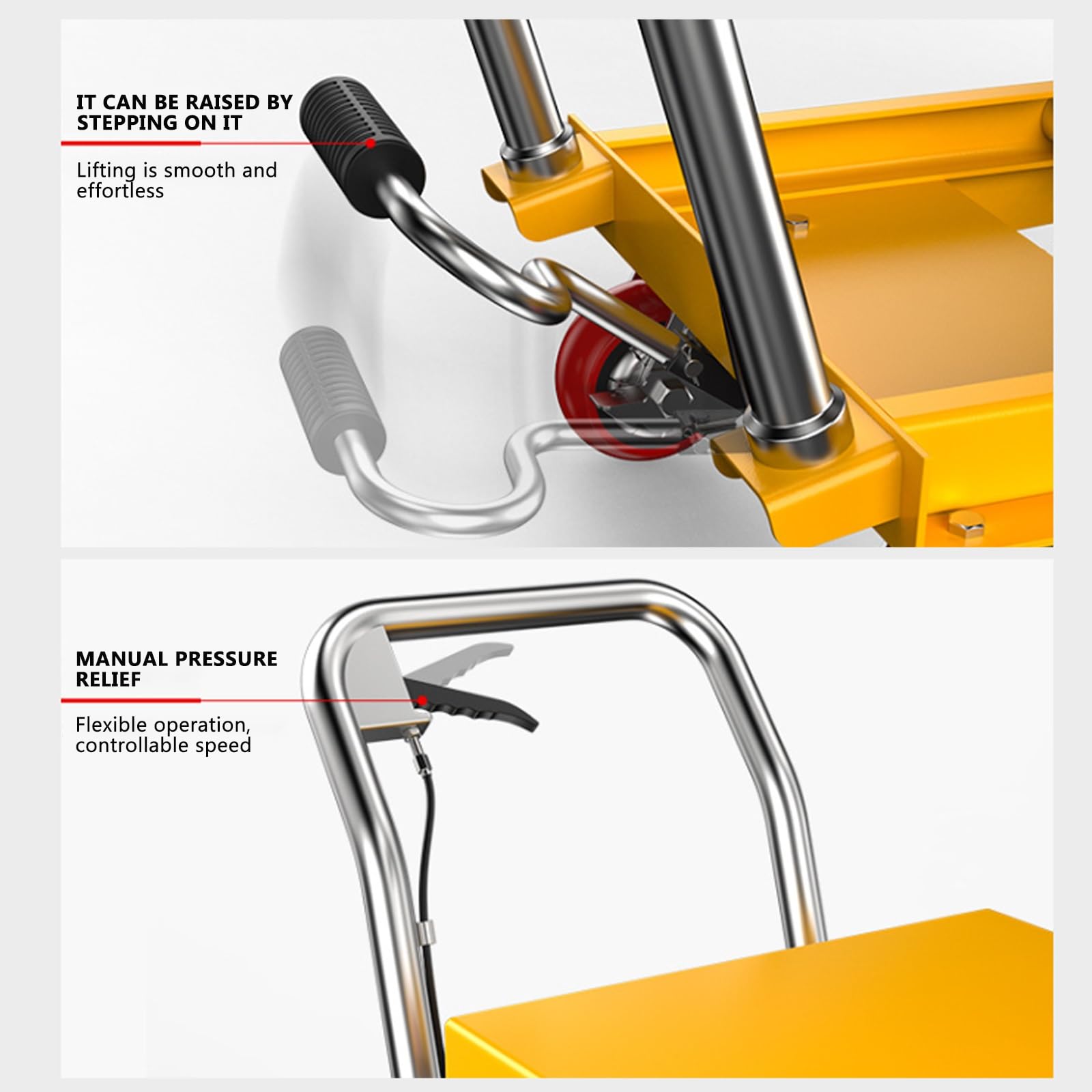Genérico 330 LB Carretilla Elevadora HidráUlica, Mesa Elevadora HidráUlica de Doble Tijera con 4 Ruedas, Transpaleta HidráUlica para Materiales, Carrito para ManipulacióN Y Transporte de Materiales