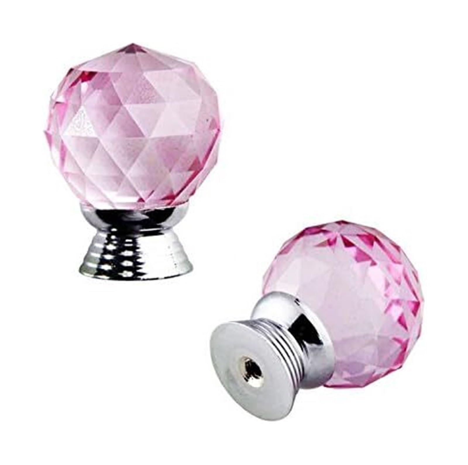 Perillas de cajón de cristal rosa con forma de diamante de 30 mm para armario de cocina, 2 uds