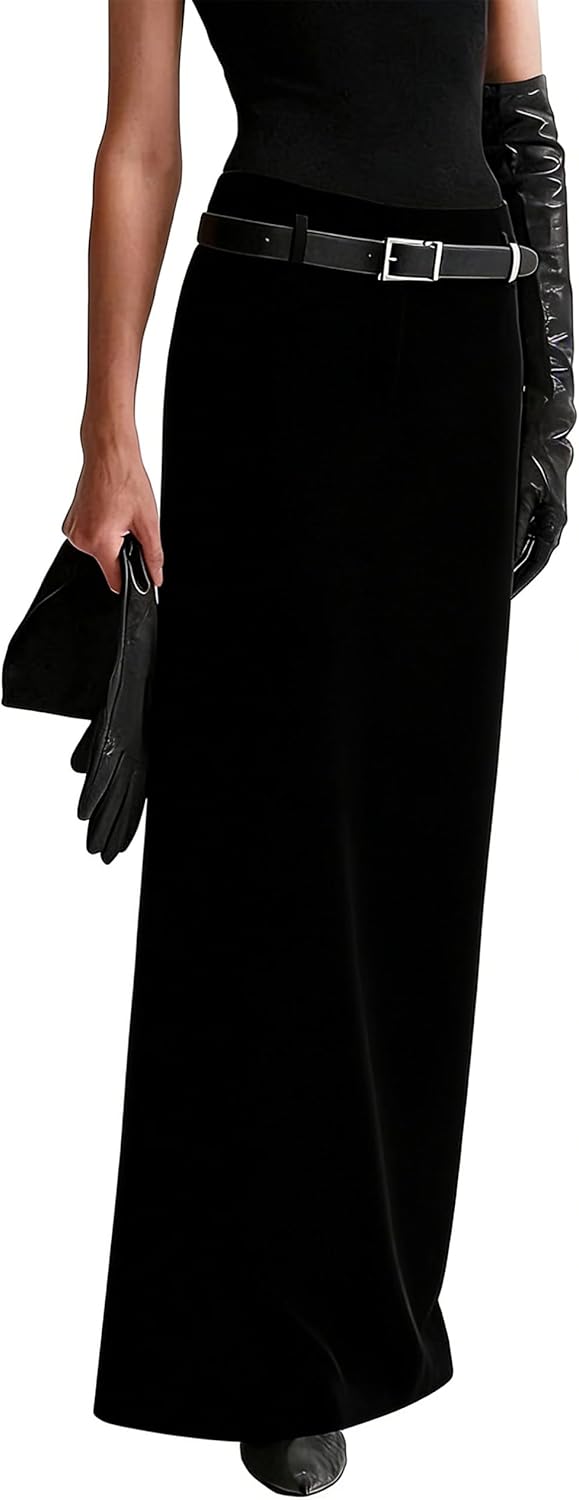 Women's Long Maxi Skirt, Elegant High Waist H Line Long Straight Split Maxi Skirts for Women, Casual Floor Pencil Skirt