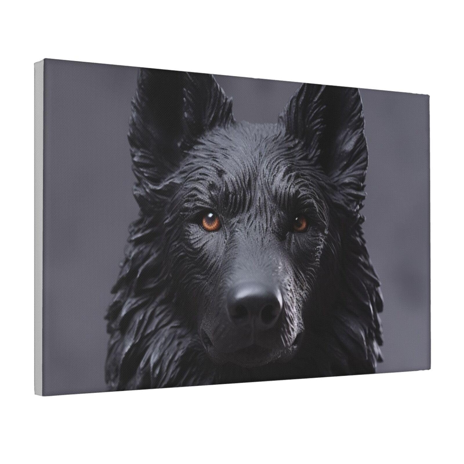 Framed Wall Art for Living Room Art Work, Black German Shepherd Picture Prints Modern Office Wall Paintings Poster Aesthetic Wall Decorations for Home Decor Ready To Hang 12"x18"