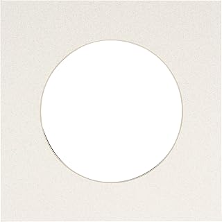 12x12 Mat Bevel Cut for 8x8 Photos - Precut Oyster Shell White Circle Shaped Photo Mat Board Opening - Acid Free Matte to Protect Your Pictures - Bevel Cut for Family Photos, Pack of 1 Matboard