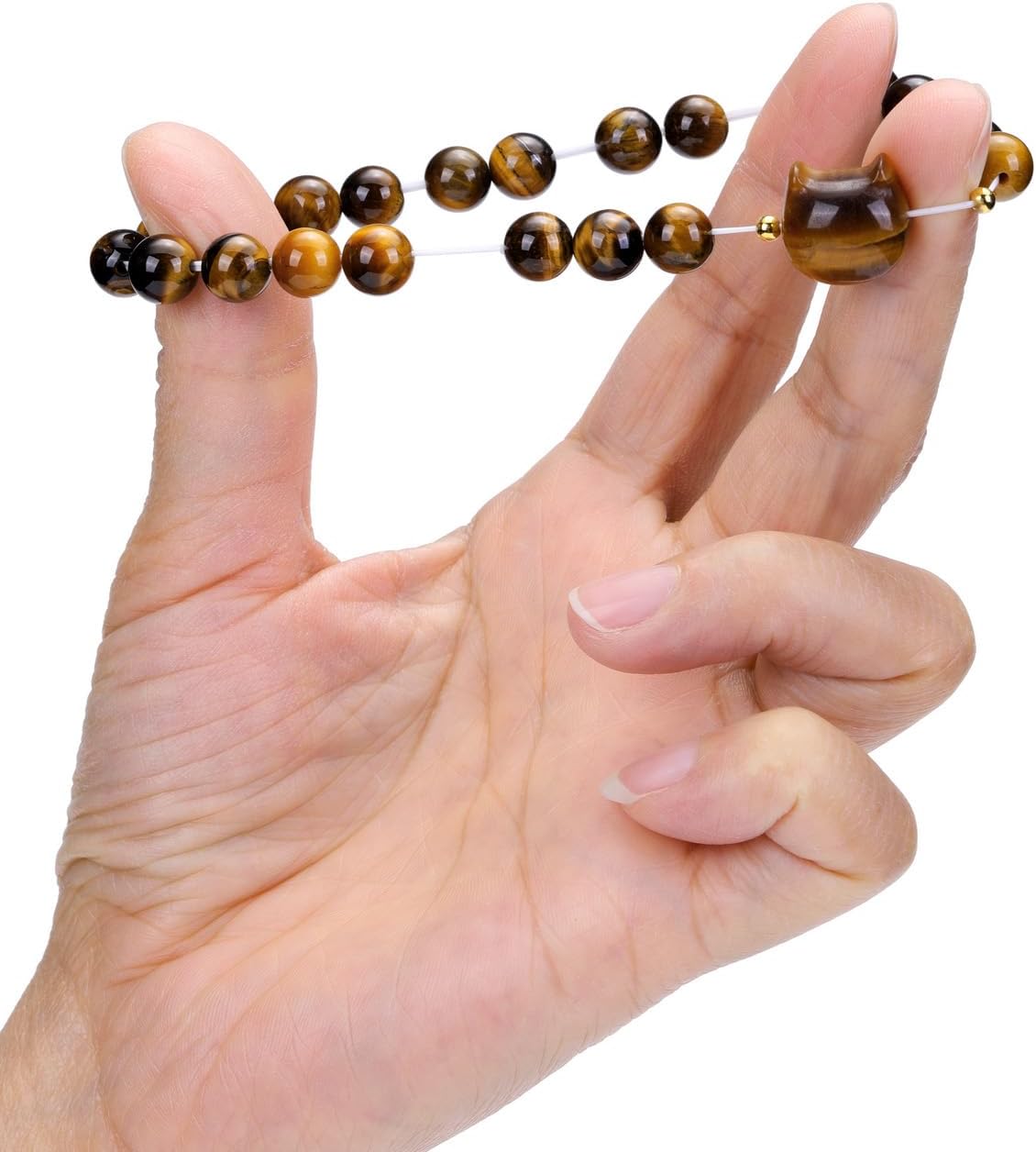 Jovivi Crystal Cat Bracelet for Women Men,8mm Natural Stone Beaded Bracelet Protection Healing Crystals Gemstones Stretch Bracelet Cat Jewelry Gifts for Good Luck,Money Attraction - Image 7