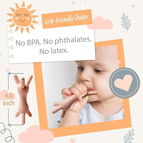 Miniatura 6 de Mordedor 3D para bebés, juguete de dentición de silicona multitextura sin BPA, diseño texturizado de 360 grados, diseño de fácil agarre para bebés y