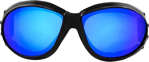 Miniatura 2 de Global Vision Eliminator - Gafas acolchadas para motocross, 2 pares, marco negro, lente de espejo rojo y lente de espejo azul