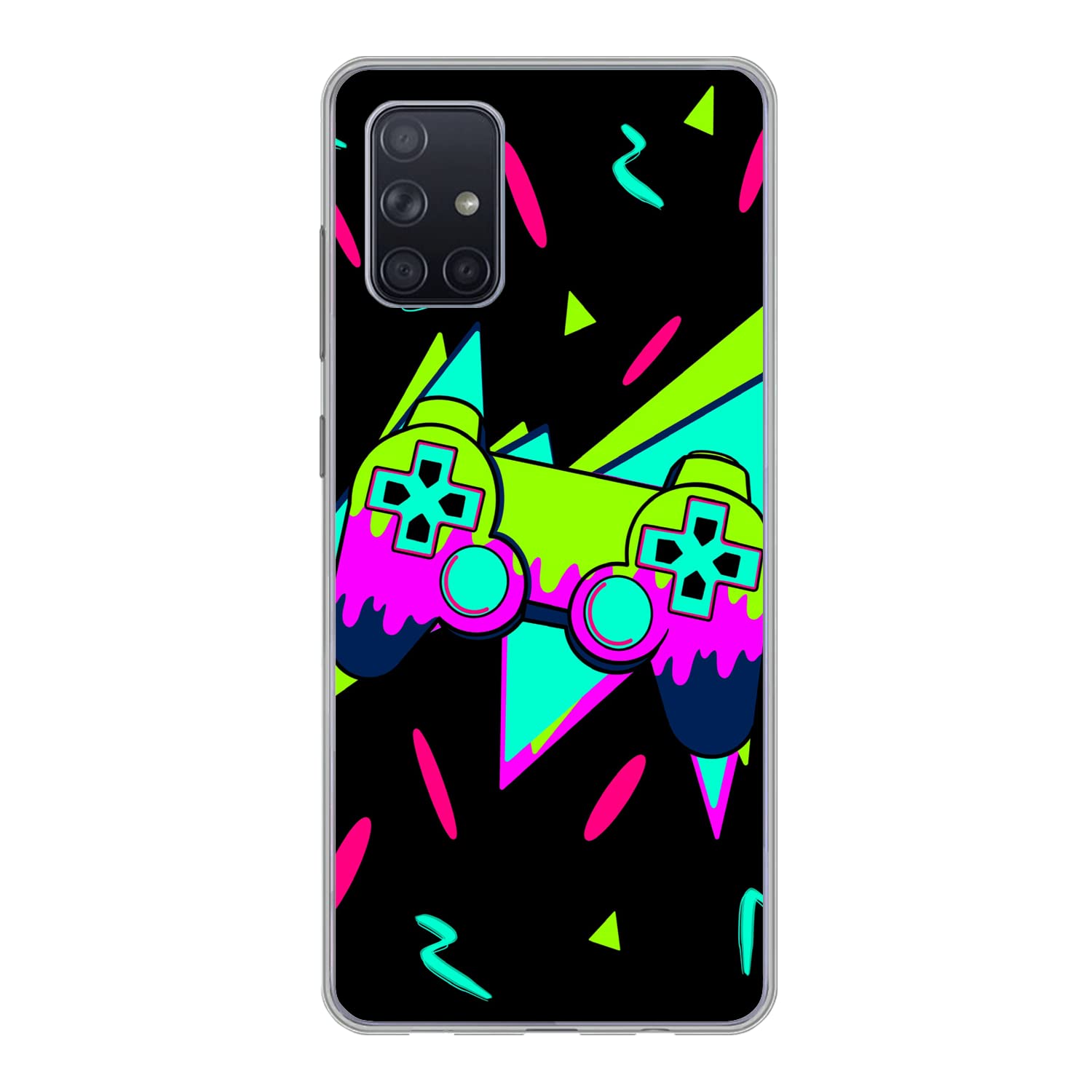 MuchoWow Funda para Samsung Galaxy A51 5G - Juego - Mando - Negro - Funda de Silicona/Funda Blanda para teléfono móvil
