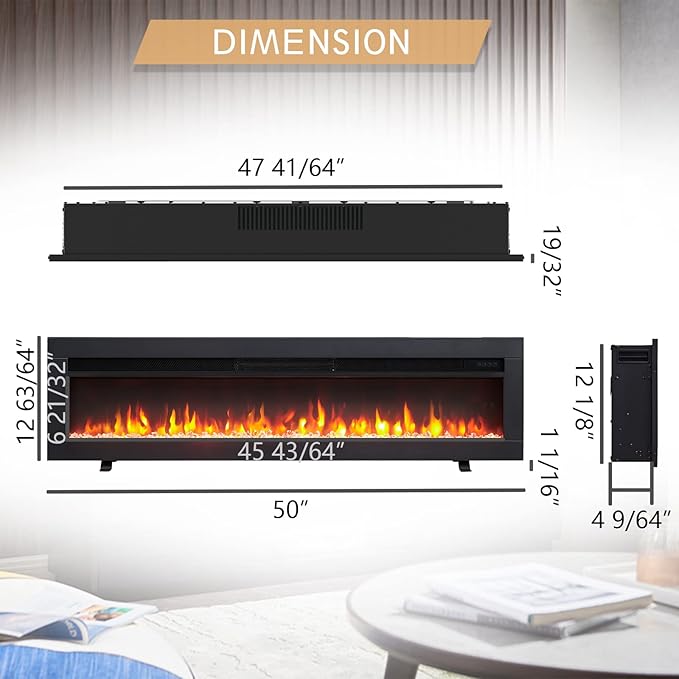 Efiretric Chimenea Eléctrica Arthur 50" 3 en 1 1500W Negro miniatura 3
