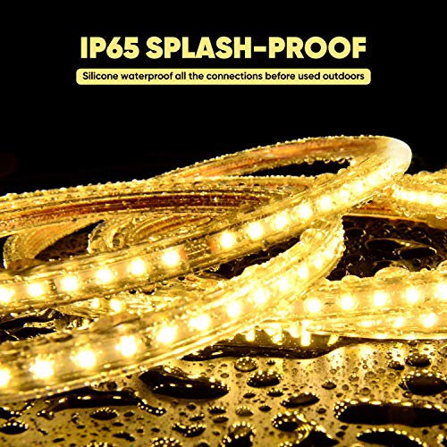 Shine Decor 16.4ft Dimmable 110V-120V LED Strip Lights, 3000K Warm White LED Light Strip, Cuttable LED Strip Lighting, SMD 2835 120LEDs/M Outdoor Waterproof LED Rope lights, 430 Lumen Commercial Light - Thumbnail 7