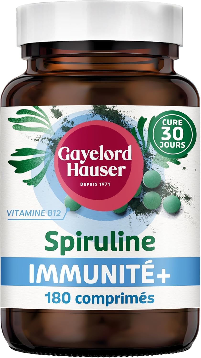 GAYELORD HAUSER – Immunity Plus Organic Spirulina Tablets – Supports Natural Defenses – Rich in Vitamin B12 – 30 Day Cure – 180 Tablets – 90 g